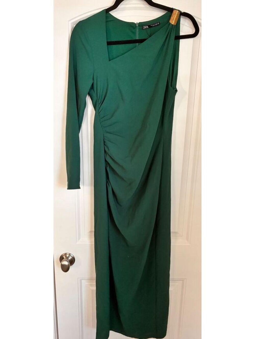 Zara Elegant Long Sleeve Green Dress Size S
